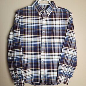 LL Bean Signature Mens Shirt M Multicolor Scotch Plaid Washed Oxford OCBD Defect